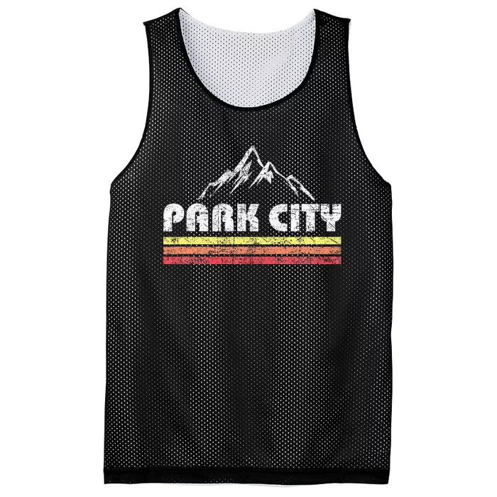 Retro Park City Utah Mountain Faded Bars Ski Sports Mesh Reversible Basketball Jersey Tank