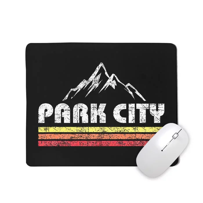 Retro Park City Utah Mountain Faded Bars Ski Sports Mousepad