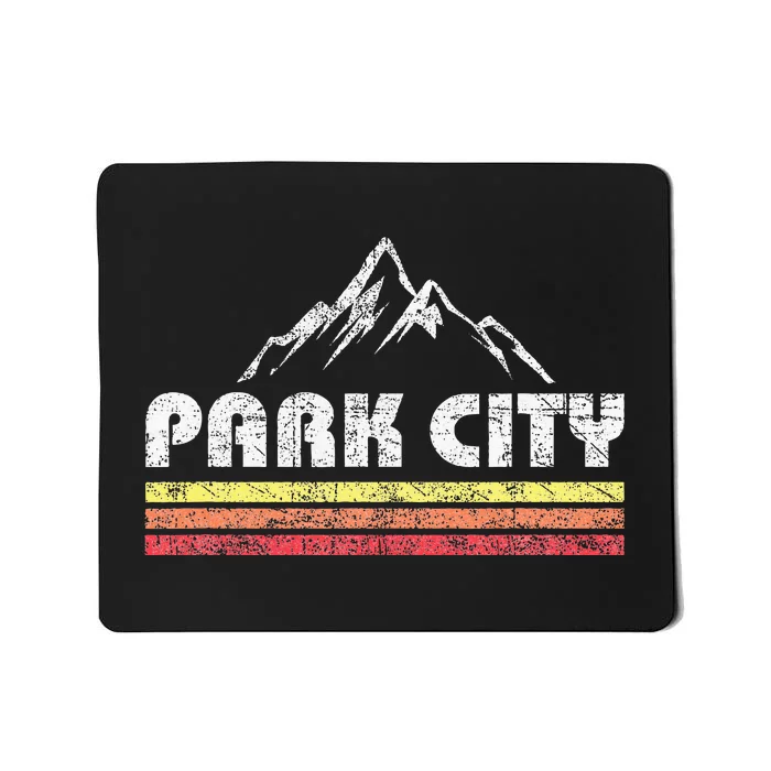 Retro Park City Utah Mountain Faded Bars Ski Sports Mousepad