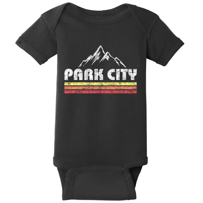 Retro Park City Utah Mountain Faded Bars Ski Sports Baby Bodysuit