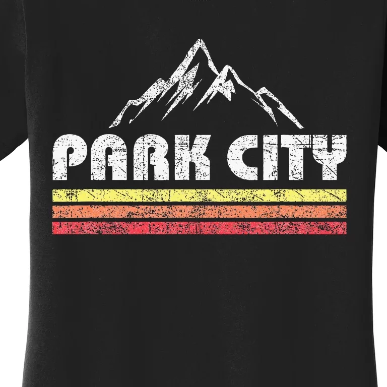 Retro Park City Utah Mountain Faded Bars Ski Sports Women's T-Shirt