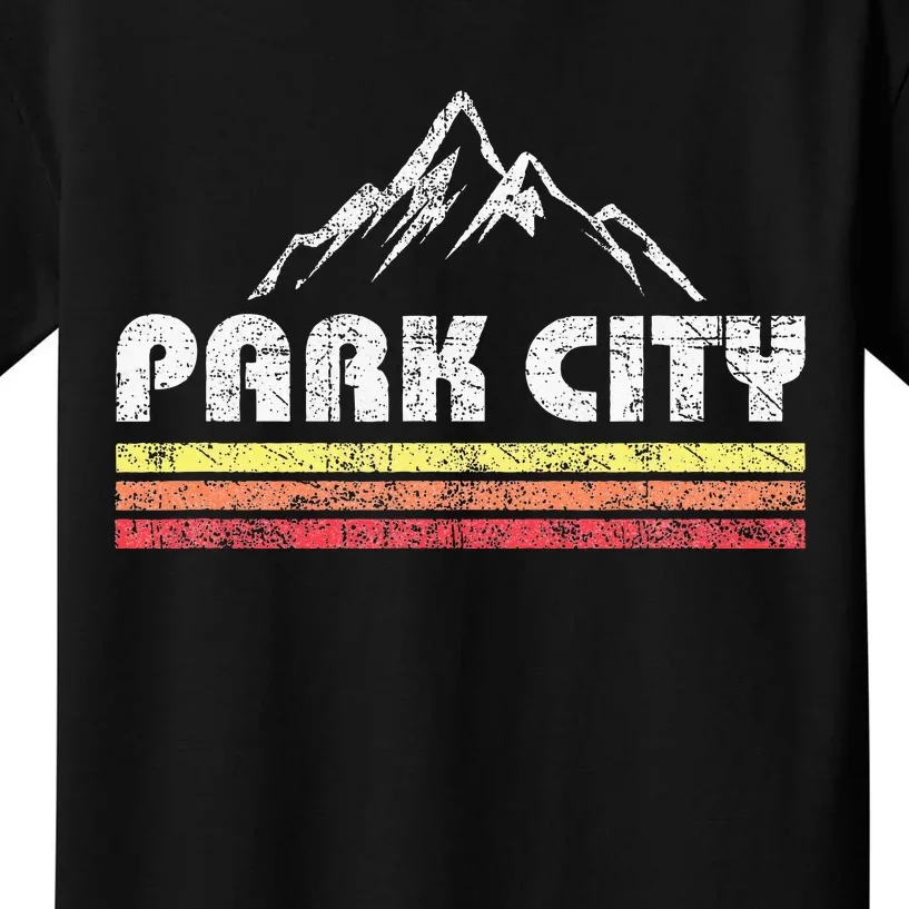 Retro Park City Utah Mountain Faded Bars Ski Sports Kids T-Shirt