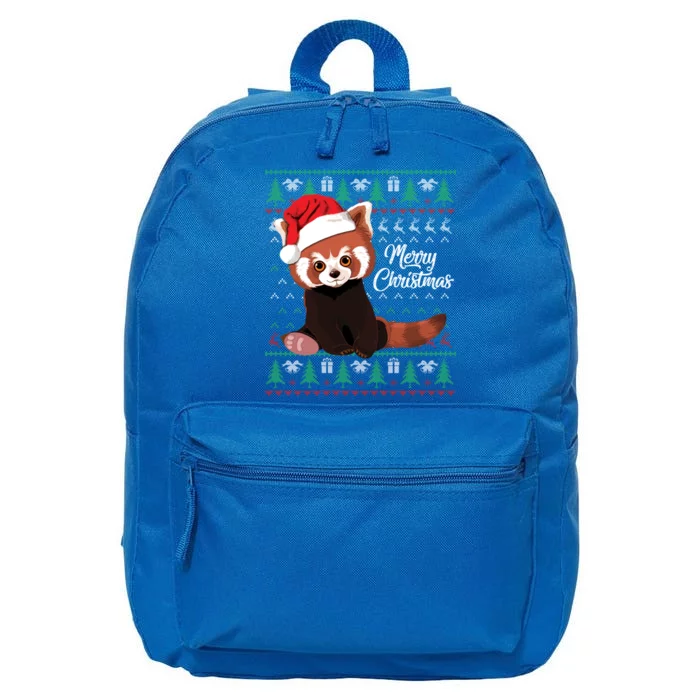 Red Panda Christmas Ugly Sweater Merry Xmas Pajamas Gift Cute Gift 16 in Basic Backpack