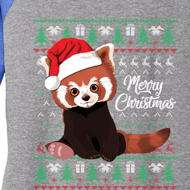 Red Panda Christmas Ugly Sweater Merry Xmas Pajamas Gift Cute Gift Women's Tri-Blend 3/4-Sleeve Raglan Shirt