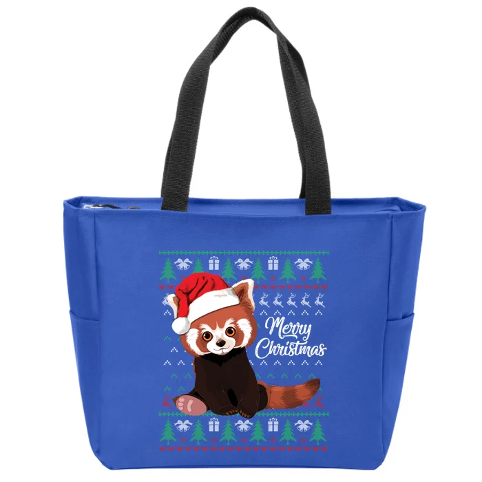 Red Panda Christmas Ugly Sweater Merry Xmas Pajamas Gift Cute Gift Zip Tote Bag