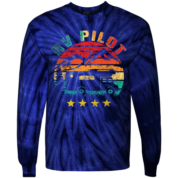 RV Pilot Camping Funny Vintage Motorhome Travel Vacation Tie-Dye Long Sleeve Shirt