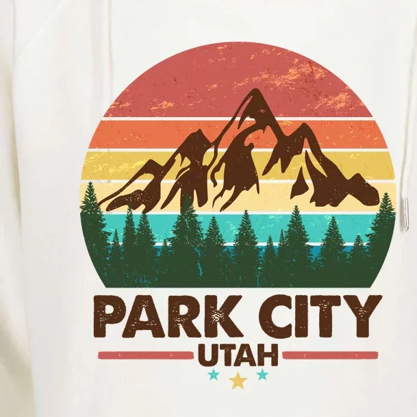 Retro Park City Utah Mountain Womens Funnel Neck Pullover Hood