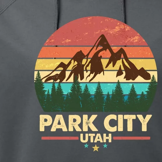 Retro Park City Utah Mountain Performance Fleece Hoodie