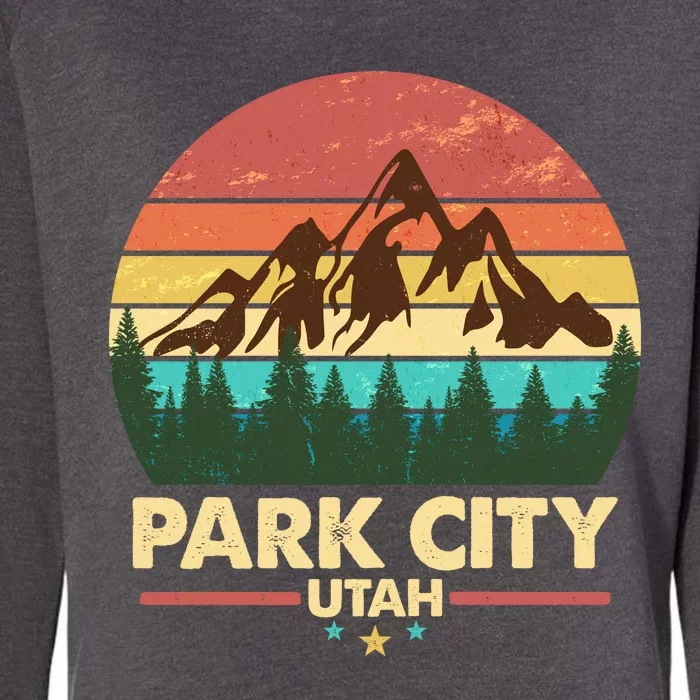 Retro Park City Utah Mountain Womens California Wash Sweatshirt