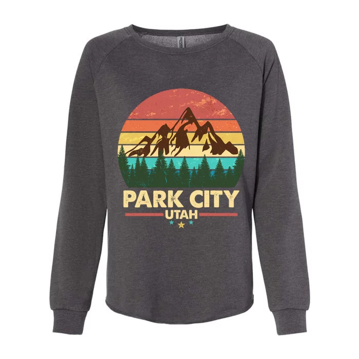 Retro Park City Utah Mountain Womens California Wash Sweatshirt