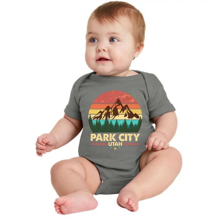 Retro Park City Utah Mountain Baby Bodysuit