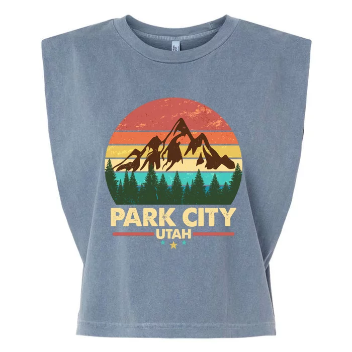 Retro Park City Utah Mountain Garment-Dyed Women's Muscle Tee