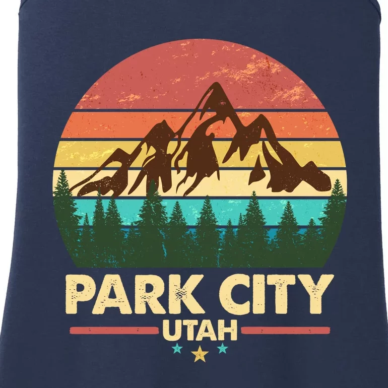 Retro Park City Utah Mountain Ladies Essential Tank