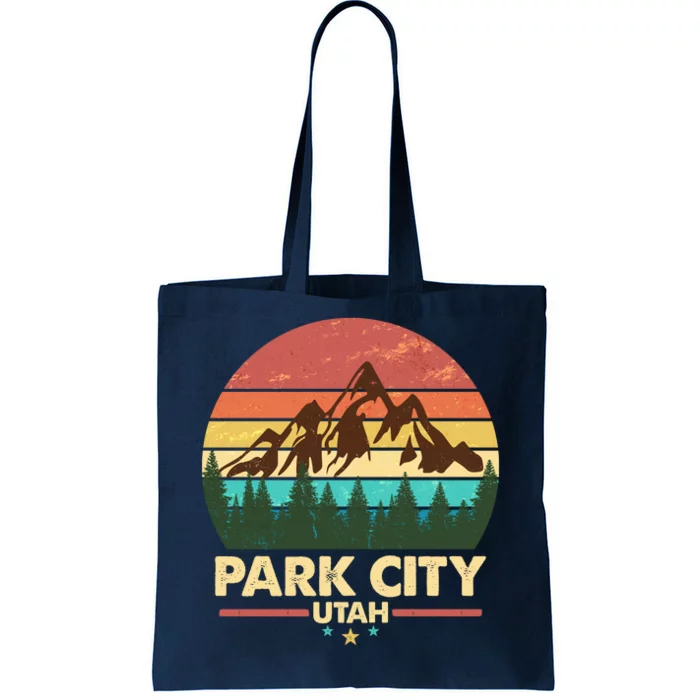 Retro Park City Utah Mountain Tote Bag