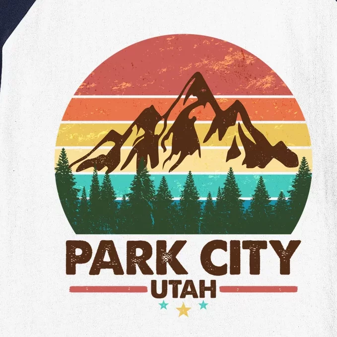 Retro Park City Utah Mountain Baseball Sleeve Shirt