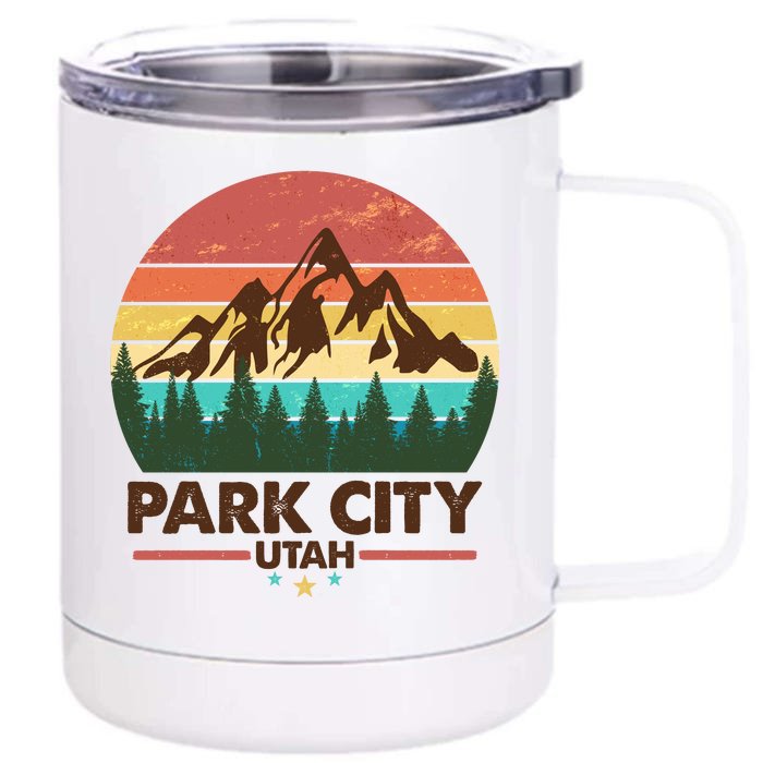 Retro Park City Utah Mountain Front & Back 12oz Stainless Steel Tumbler Cup