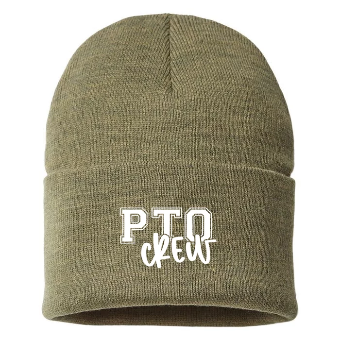 Retro Pto Crew Parent Teacher Organization Back To School Sustainable Knit Beanie