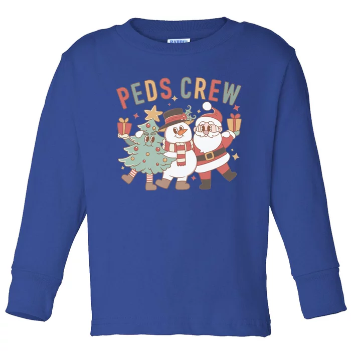 Retro Peds Crew Christmas Pediatric Nurse Nursing Group Cute Gift Toddler Long Sleeve Shirt