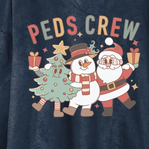 Retro Peds Crew Christmas Pediatric Nurse Nursing Group Cute Gift Hooded Wearable Blanket