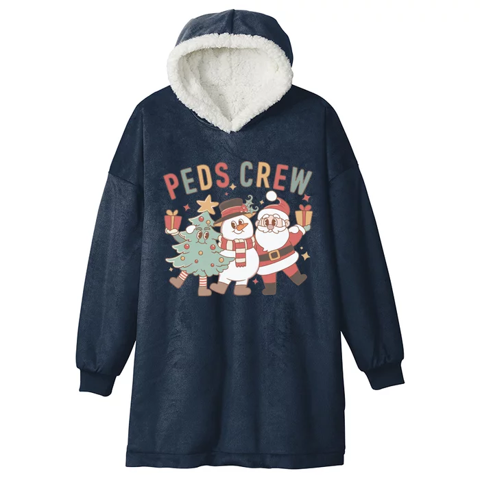 Retro Peds Crew Christmas Pediatric Nurse Nursing Group Cute Gift Hooded Wearable Blanket