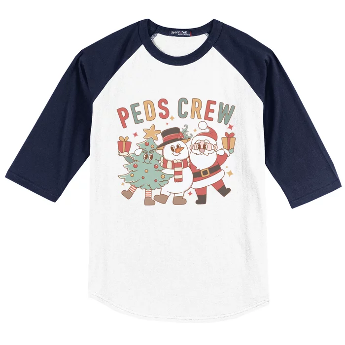 Retro Peds Crew Christmas Pediatric Nurse Nursing Group Cute Gift Baseball Sleeve Shirt