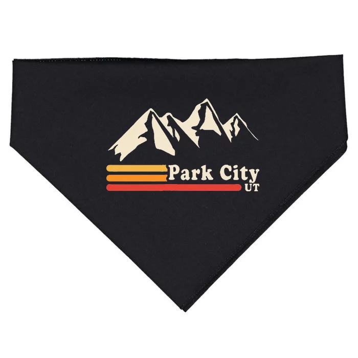 Retro Park City Utah Mountains Ski USA-Made Doggie Bandana