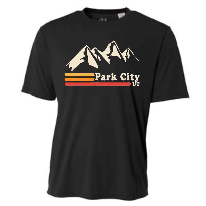 Retro Park City Utah Mountains Ski Cooling Performance Crew T-Shirt