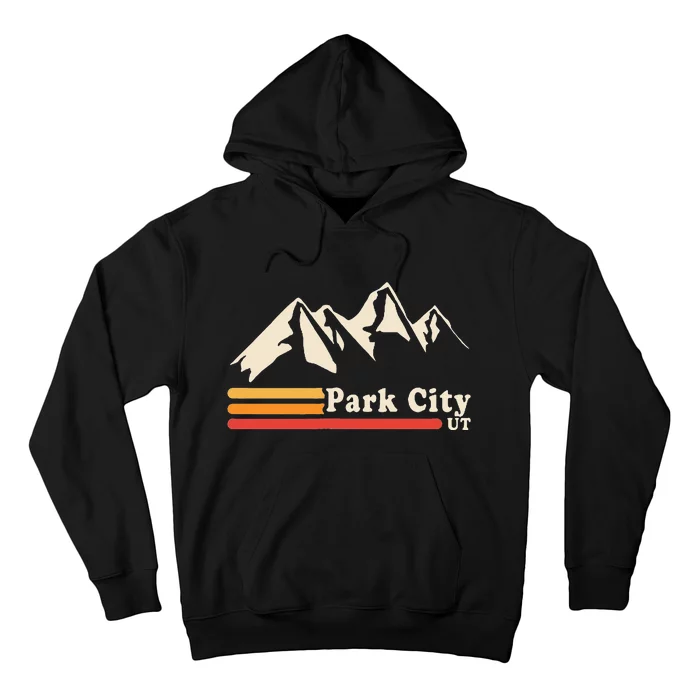 Retro Park City Utah Mountains Ski Hoodie