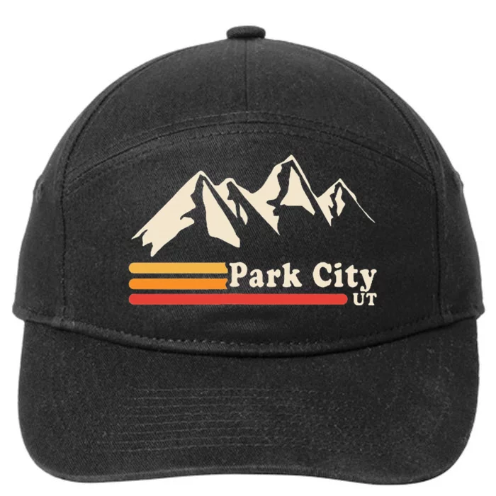 Retro Park City Utah Mountains Ski 7-Panel Snapback Hat