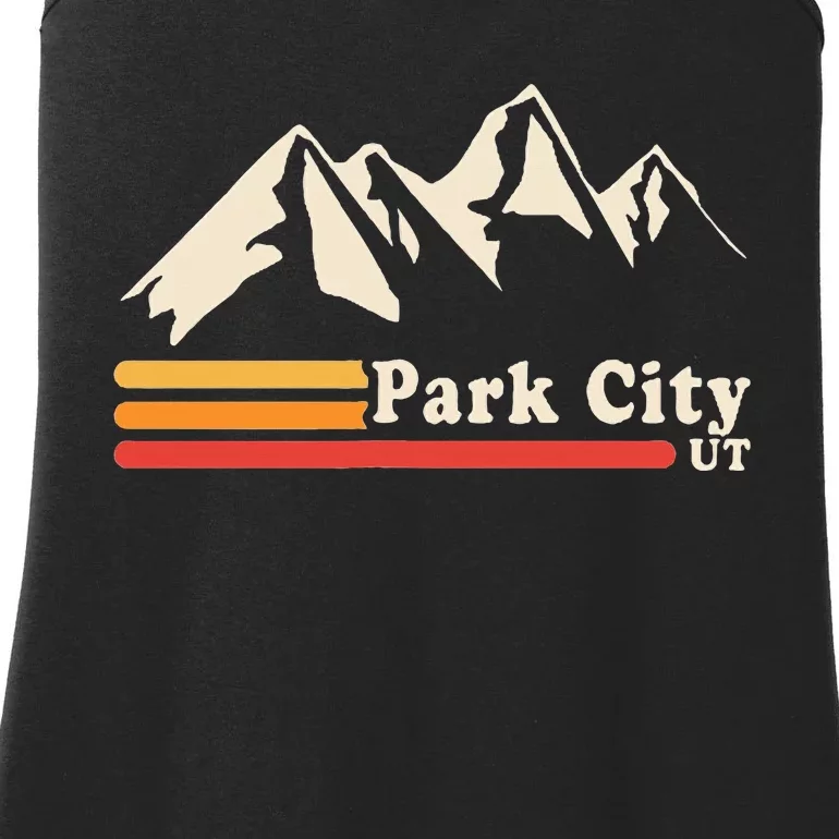 Retro Park City Utah Mountains Ski Ladies Essential Tank