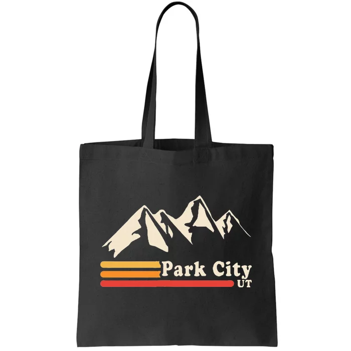 Retro Park City Utah Mountains Ski Tote Bag