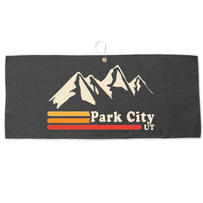 Retro Park City Utah Mountains Ski Large Microfiber Waffle Golf Towel