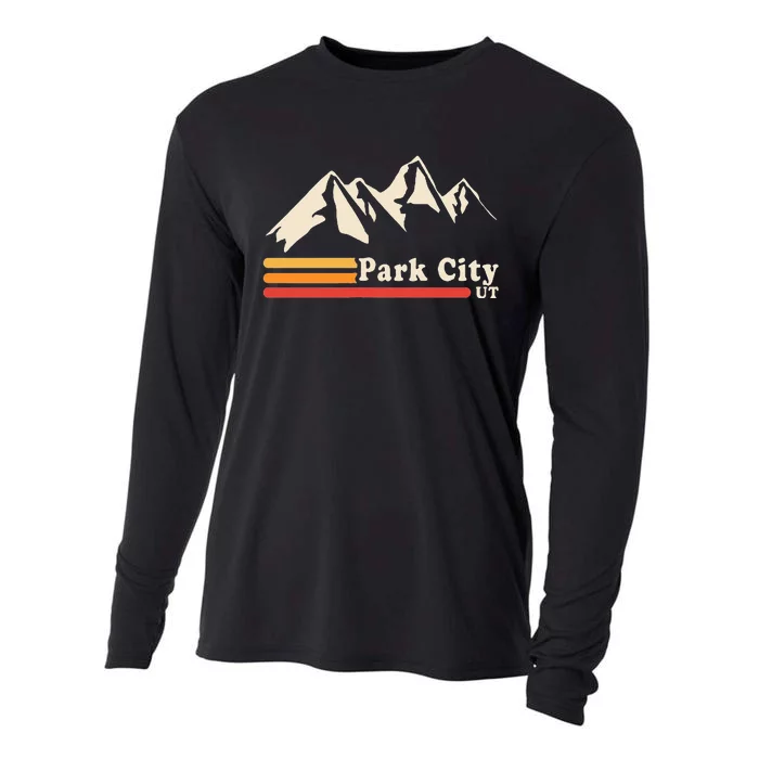 Retro Park City Utah Mountains Ski Cooling Performance Long Sleeve Crew