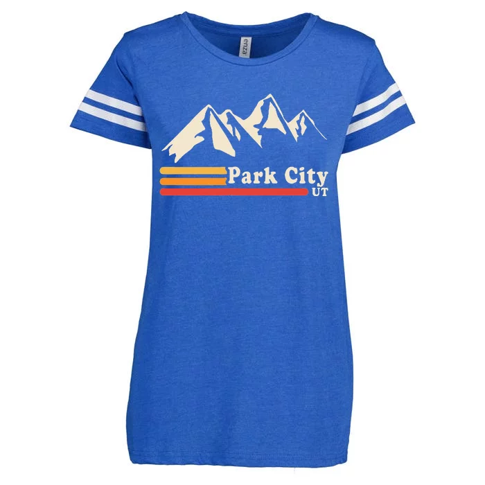 Retro Park City Utah Mountains Ski Enza Ladies Jersey Football T-Shirt