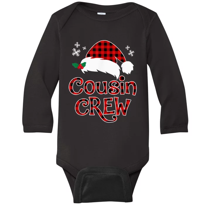 Red Plaid Cousin Crew Santa Hat Family Matching Christmas Baby Long Sleeve Bodysuit