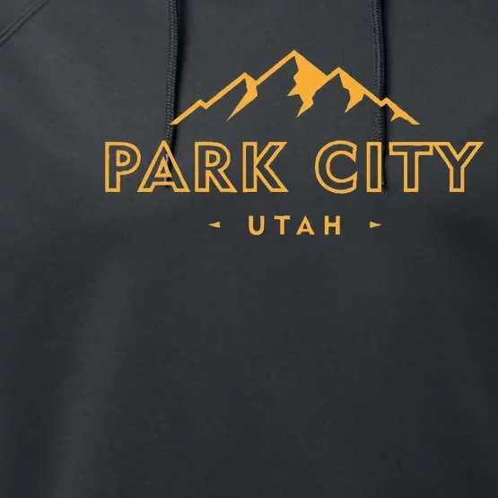 Retro Park City Utah Souvenir Mountain Hiking Performance Fleece Hoodie