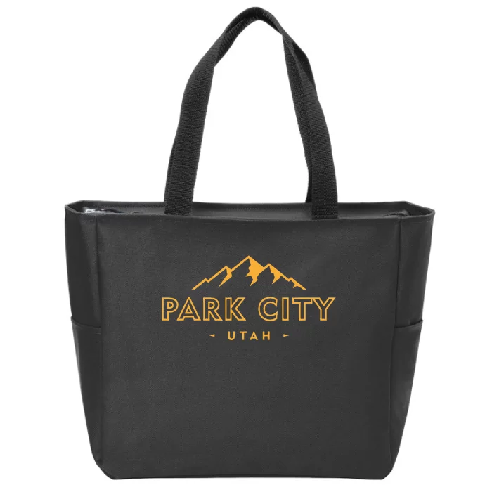 Retro Park City Utah Souvenir Mountain Hiking Zip Tote Bag