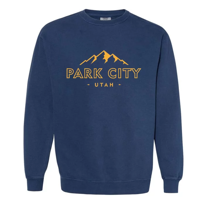 Retro Park City Utah Souvenir Mountain Hiking Garment-Dyed Sweatshirt