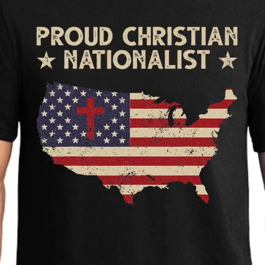 Retro Proud Christian Nationalist American Flag Faith Cross Pajama Set