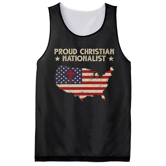 Retro Proud Christian Nationalist American Flag Faith Cross Mesh Reversible Basketball Jersey Tank