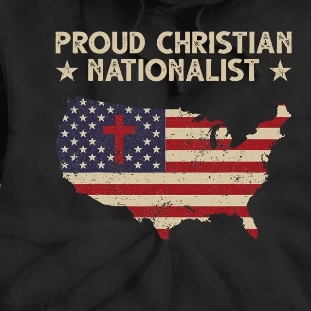 Retro Proud Christian Nationalist American Flag Faith Cross Tie Dye Hoodie