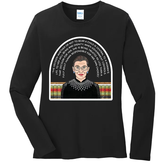 RBG PRO CHOICE QUOTE Womens Right 1973 Ladies Long Sleeve Shirt