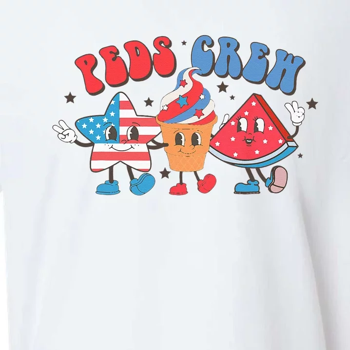 Retro Peds Crew 4th Of July Peds Pediatric Nurse Sueded Cloud Jersey T-Shirt