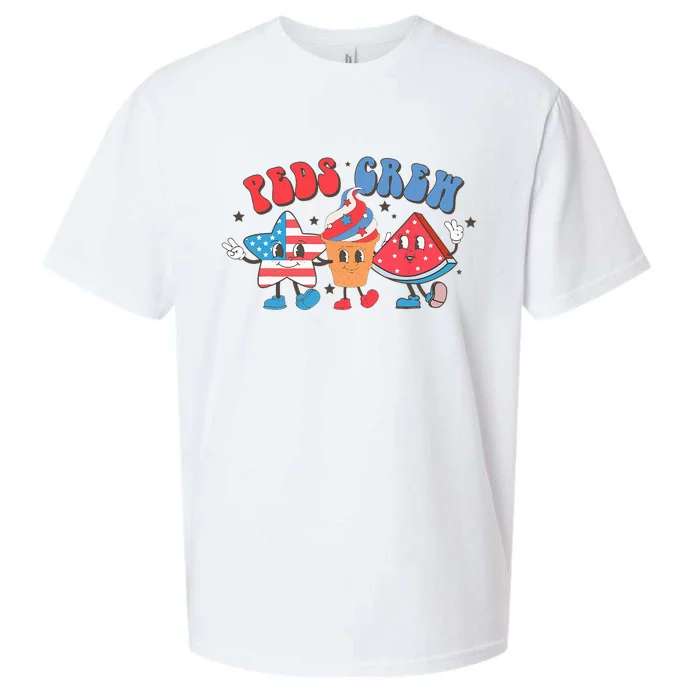 Retro Peds Crew 4th Of July Peds Pediatric Nurse Sueded Cloud Jersey T-Shirt