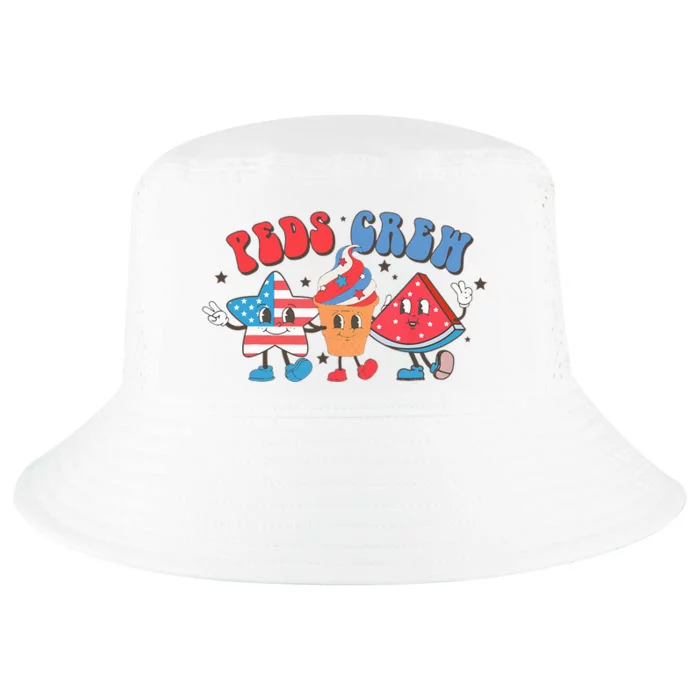 Retro Peds Crew 4th Of July Peds Pediatric Nurse Cool Comfort Performance Bucket Hat