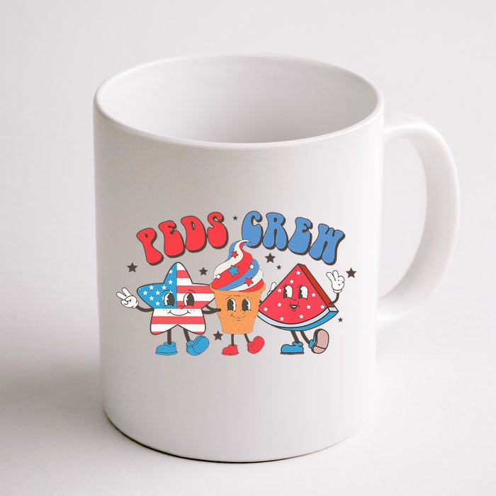 Retro Peds Crew 4th Of July Peds Pediatric Nurse Front & Back Coffee Mug