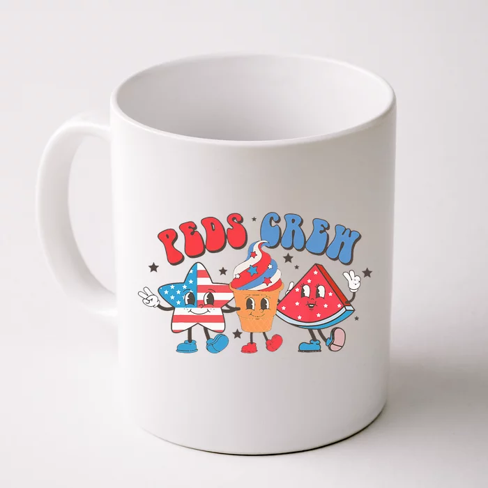 Retro Peds Crew 4th Of July Peds Pediatric Nurse Front & Back Coffee Mug