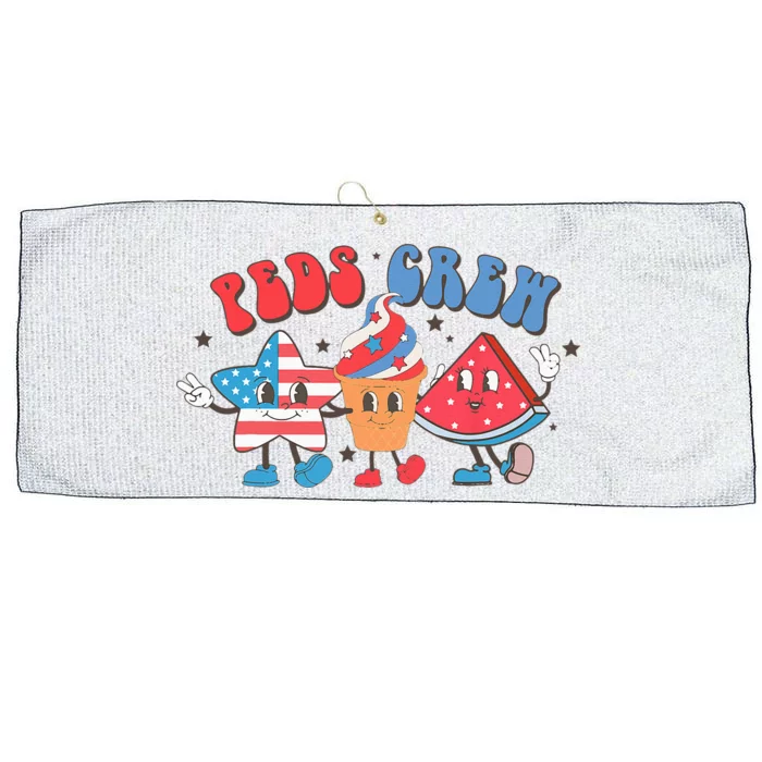 Retro Peds Crew 4th Of July Peds Pediatric Nurse Large Microfiber Waffle Golf Towel