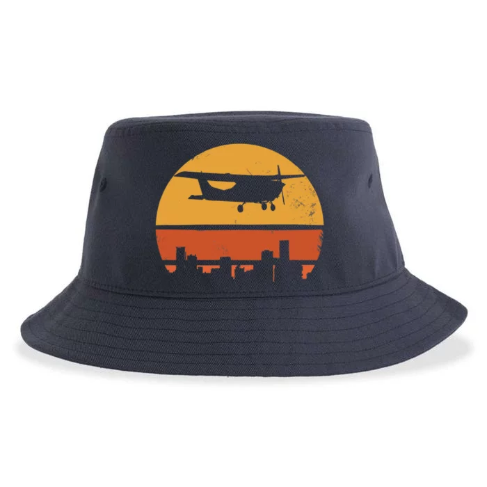 Retro Pilot C172 Flying Gift Sustainable Bucket Hat