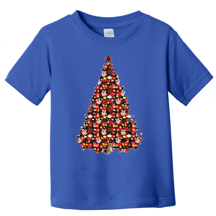 Red Plaid Corgi Dog And Coffee Lover Christmas Tree Ugly Xmas Gift Toddler T-Shirt